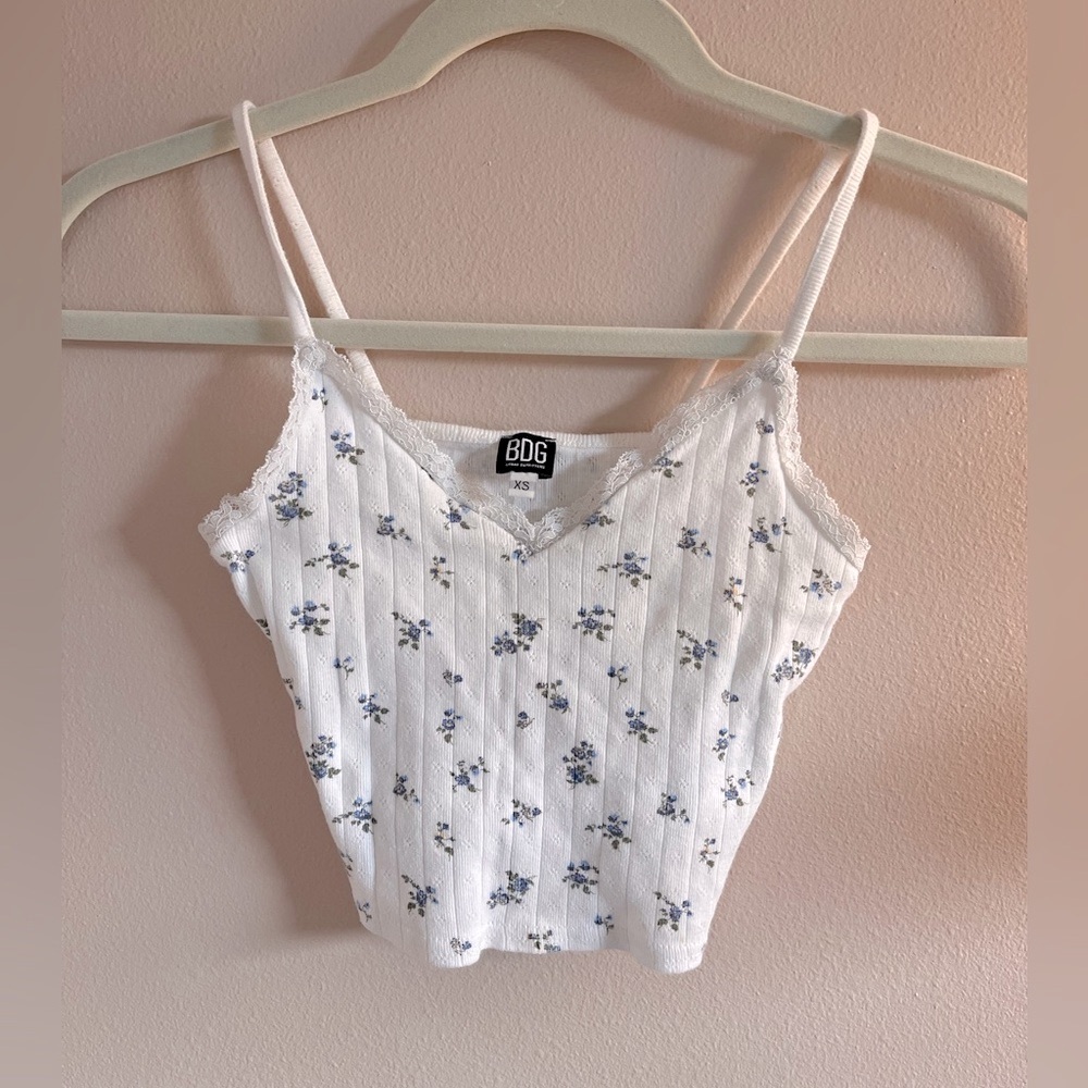 BDG White and Blue Floral Camisole